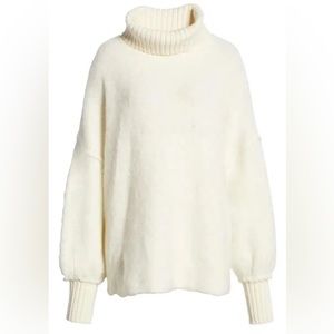 Free People Cream Turtleneck Sweater